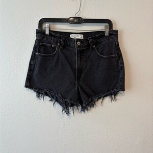 Abercrombie & Fitch Black Frayed Jean Shorts
